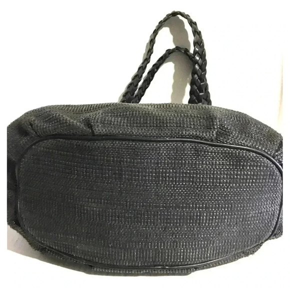 Michael kors black straw shoulder handbag with leather strap & trim - Picture 3 of 13